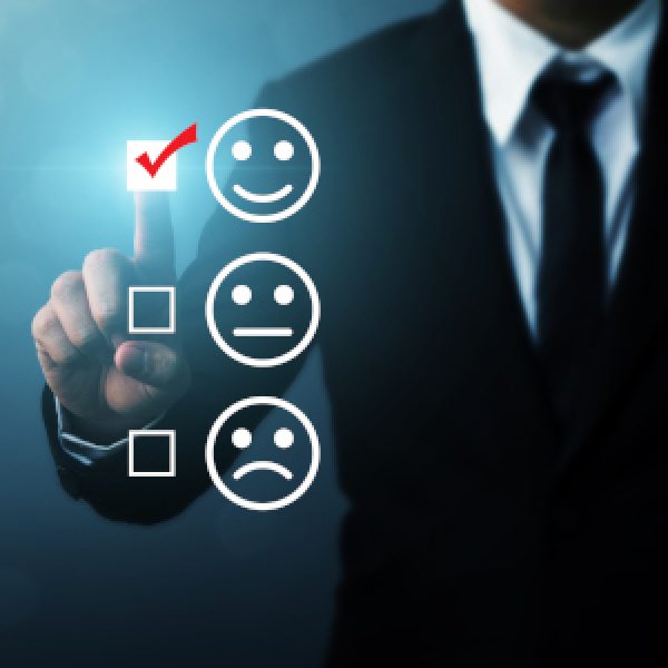 Businessmen choose to rating score happy icons. Customer service experience and business satisfaction survey concept Businessmen choose to rating score happy icons. Customer service experience and business satisfaction survey concept